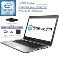 2020 HP EliteBook 840 G3 14" FHD Business Laptop Computer: Intel Core i5 6300U up to 3.0GHz/ 8GB DDR4 RAM/ 256GB SSD/ 802.11ac WiFi/ Silver/ Windows 10 Pro + EST External DVD+ Accessories