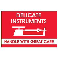 TapeCase Shipping Packing Labels"Delicate Instruments/Handle with Great Care", Red/White - 500 per Pack (1 Pack)