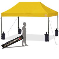 ABCCANOPY Pop up Canopy Tent Commercial Instant Shelter with Wheeled Carry Bag, Bonus 4 Canopy Sand Bags, 10x15 FT (Gold)