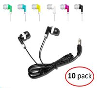 Wholesale Kids Bulk Earbuds Headphones (10-Pack) Earphones, 6 Assorted Colors, Individually Bagged, Perfect for School Students, Libraries, Hospitals by Deal Maniac