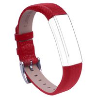 UNEXTATI for Fitbit Alta Band Leather Straps, Adjustable Classic Replacement Wristband for Fitbit Alta HR Fitness Accessories with Metal Connectors - Red