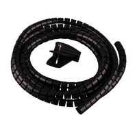 Cable Organizer, Cable Management Sleeve Flexible Spiral Tube Cable Wire Wrap Computer Manage Cord System w Clip DIA 1.25'' (32mm) Long 10 Feet(3M) Black