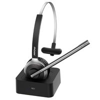 Mpow Trucker Bluetooth Headsets, 180-Hr Charging Station Wireless Headset with Microphone Noise Canceling, Over-The-Head Headset with Mute Function, Lightweight Earpiece for Truck Drivers/Call Center