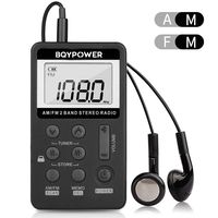 Personal AM FM Pocket Radio, BQYPOWER Portable Mini Digital Tuning Walkman Radio with Rechargeable Battery and Earphone for Walk/Jogging/Gym/Camping