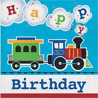 All Aboard Train Birthday Napkins, 48 ct