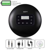 HOTT Rechargeable Portable CD Player, CD711 Personal Compact Disc Player with LCD Display, Stereo Earbuds, 10hr Battery Life, Electronic Skip Protection Anti-Shock Function - Black