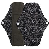 DEESEE(TM) Reusable Bamboo Cloth Washable Menstrual Pad Mama Sanitary Towel Pad Overnight Flow Pads (L(31×8cm), Black 2)