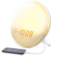 Wake Up Light, Cshidworld Sunrise Alarm Clock 7 Colored Sunrise Simulation & Sleep Aid Feature, Dual Digital LED Alarm Clock with FM Radio, 7 Natural Sound and Snooze for Kids Adults Bedrooms