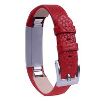 Bestmemories Colorful Genuine Leather Adjustable Wrist Band Smart Heart Rate Monitoring Wrist Bands Accessory Replacement Wrist Band with Metal Buckles, Suitable for Fitbit Alta HR (Red)