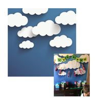 Leowefowa 5X5FT Vinyl Photography Backdrop Cartoon White Cloud Abstract Blue Wallpaper Background Sweet Baby Kids Children Lover Photo Studio Props
