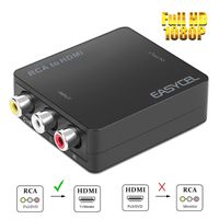RCA to HDMI, Easycel 1080P Mini RCA Composite CVBS AV to HDMI scaler Converter Adapter, Supports 720P/1080P Output Switch for PS2 N64 Wii STB VHS VCR Camera DVD, Black