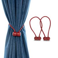Magnetic Curtain Rope Tiebacks, Classic European Window Curtain Holders with Magnets for Blackout Curtain, Sheer Panels Draperies (Red, 2019)