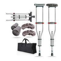 Aluminum Alloy Thickening Underarm Crutches Anti-Skid Shock Height Adjustable Elderly Folding Disabled Walker 1 Pair
