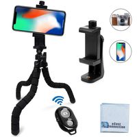 Acuvar 10" inch Flexible Tripod with Quick Release + Universal Rotating Mount for All Smartphones + Wireless Remote Shutter for Smartphones + an eCostConnection Microfiber Cloth