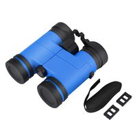 Dilwe Child Binocular, Mini Toy Red Film Lens Binoculars Set with Lanyard Buckles for Hiking Bird Safari Watching Birthday Gifts Toys (Blue)