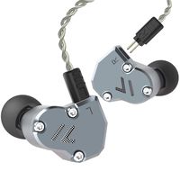 RevoNext QT2S in Ear Monitor Headphones, Triple Driver 2DD+1BA Balanced Armature with Dynamic Metal Shell Noise-Isolating Deep Bass Wired Earbuds with Detachable Cables(Gray no mic)