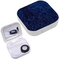 Portable Contact Lens Case Box Travel Kit Mirror + Bottle + Tweezers Container Holder [ Tracery Calming Mehendi ]