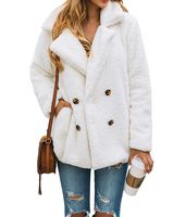 PRETTYGARDEN Women's Warm Long Sleeve Lapel Open Front Button Draped Fleece Coat Fluffy Outwear with Pockets