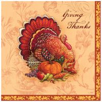 Creative Converting 666883 16 Count Lunch Napkins, Festive Fare, Tan/Orange