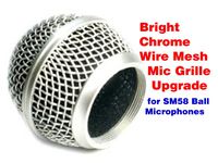 Performance Plus MB58S-C Mic Wire Mesh Replacement Ball Grill for Shure SM58, Bright Chrome