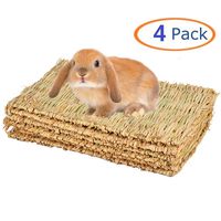 Grass Mat for Rabbit Bunny Chew Toys Woven Bed Mat for Guinea Pig Chinchilla Squirrel Hamster Cat Dog and Small Animal 4PCS