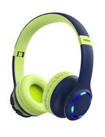 Mpow CH9 Kids Headphones Bluetooth 5.0 LED Light, 14Hours Playing Wireless Foldable Headset w/Mic, Volume Limited 85dB-95dB for PC/Cellphone/TV/School (GreenBlue)