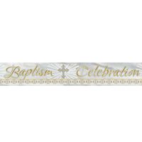 12ft Foil Gold & Silver Radiant Cross Baptism Banner