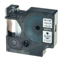 GREENCYCLE Compatible for DYMO D1 45010 S0720500 Label Tapes Work with LabelManager 100 120P 160 200 210D 220P 260P 280 300 350 360D 400 420P 450D 500TS Label Makers Black on Clear (1/2 Inch) 1 Pack