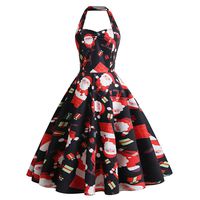 Women's Plus Size Christmas Short Sleeve Square Collar Santa Claus Dress