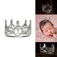 "Leiah" Mini Rhinestone Crown, Newborn Photography Prop, Toddler/Child Flower Girl Princess Tiara (Silver)