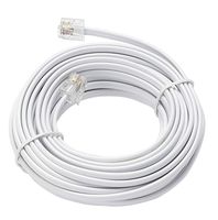 Telephone Extension Line Cord Cable Wire, Land Phone line, White, 25ft, Starndard RJ11 Plugs