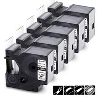 5-Roll Replace DYMO 18489 Industrial Flexible Nylon Label Tape Compatible with DYMO Label Maker, Rhino 5200 4200 5000 6000, Black on White, 3/4-in x 11.5 ft, Black on White