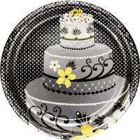 Chic Wedding Cake 10" Foil Stamped Banquet Plates (8 ct)