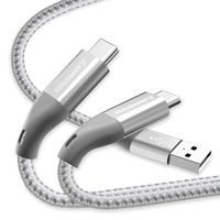 Type C Cable Fast Charging, ADPROTECH USB C Cable 2-Pack 6Ft USB C to USB A Nylon Braided Power Delivery Cable, for Samsung Galaxy S10 /S9 /S8 /Note 8, LG V20 /G5 /G6 and More, Silver