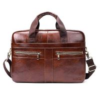 Men Leather Briefcase Laptop Bag Genuine Leather Messenger Bag Briefcase Waterproof Vintage Genuine Leather for Men with Shoulder Satchel or Crossbody Bag w/Adjustable Strap