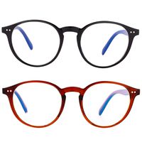 Blue Light Blocking Glasses Vintage Round Minimize Digital Headache Anti Eyestrain Tablet Reading/Gaming/Phones Glasses (Black&Dark Brown)