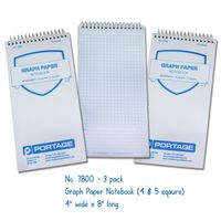 Graph Paper Notebook 8" x 4" - Reversible 4/5 Square (3 Pack)