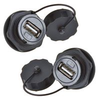Anmbest 2PCS Electrical USB2.0 IP67 Waterproof Connector Industrial Standard Double Head Coupler Adapter Female to Female Socket Plug Panel Mount with Waterproof/Dust Cap