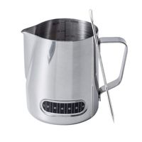 Wingjip Milk Frothing Pitcher 20oz with Thermometer Espresso Steaming Frothing Cup with Internal Measurement Perfect for Espresso Machines and Latte Cappuccino Art, Coffee Fest Family office Commercia