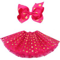 BGFKS 5 Layered Tulle Tutu Skirt for Girls with Hairbow and Hairties, Ballet Dressing Up Kid Tutu Skirt (Z-Dot Hot Pink, 2-8 Years Old)