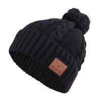 Pococina Upgraded 4.2 Bluetooth Beanie Hat Pom Pom Winter Knit Music Hat Cap Wireless Headphones Bluetooth Hat with Stereo Speaker Built-in Mic Birthday Gifts for Women Teen Girls - WM5 Black
