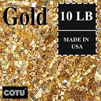 10 LB Premium Gold Metallic Crinkle Shred Gift Basket Shred Crinkle Paper Filler Bedding by COTU (8 oz)
