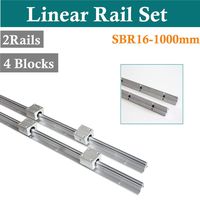 CNCCANEN 2X SBR16-1000mm (L) Linear Rail Fully Supported Shaft Rod + 4 SBR16UU Block