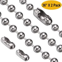 Pull Chain, 2 Pieces 36" Stainless Steel Bead Chain, Great Pulling Force & Rustproof, 6 Size, 3.2mm ball chain with 4 free Matching Connectors - Silver (36 Inch- silver)