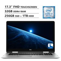 Dell Inspiron 17.3" FHD Touchscreen 2-in-1 Laptop, Intel Core i7-8565U Up to 4.6GHz, NVIDIA GeForce MX150 2GB, 32GB DDR4 RAM, 256GB PCIe SSD+1TB HDD, Wireless-AC, HDMI, USB Type-C, Windows 10, Silver