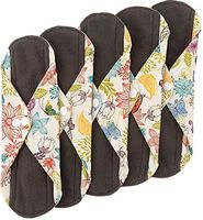 Wegreeco Bamboo Reusable Sanitary Pads - Cloth Sanitary Pads | Light Incontinence Pads | Reusable Menstrual Pads - Pack of 5, 1 Cloth Mini Wet Bag Bonus (Small, Camellia Beauty)