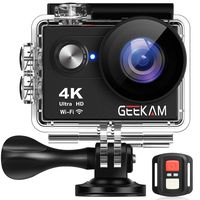 GeeKam Action Camera 4K WiFi Ultra HD Underwater 30M Waterproof 170° Wide Angle Lens Sports Camcorder with Remote Control 2 Rechargeable Batteries and Mounting Accessories Kit