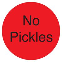 DayMark IT111236 DuraMark Permanent Circle Deli Label, "No Pickles", 1" Diameter, Fluorescent Red (Roll of 1000)