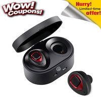 Wireless Earbuds Bluetooth Headphones with Mic in-Ear Noise Cancelling Earphone HD Stereo Sweatproof Headsets for iPhone Samsung and Smartphones from WOWOGO(K5S-red)