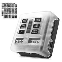 MNJ Motor 6-Way Fuse Box Holder with LED Indicator, 6-Circuit Blade Fuse Block 30A Per Circuit Durable Protection Cover Sticker Label, for Automotive Car Boat Marine SUV BUS